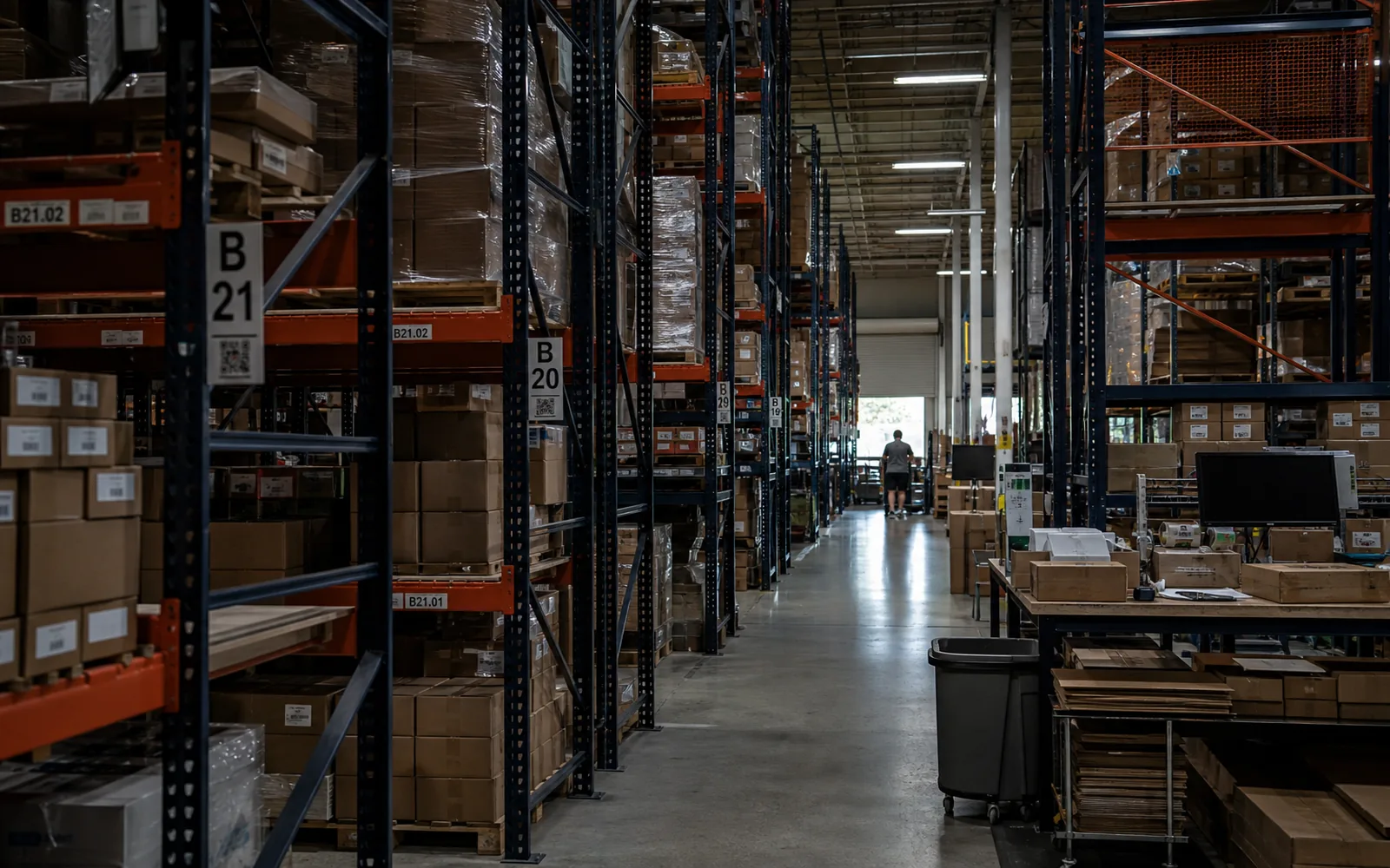 Organized warehouse prepared for ecommerce inventory handling