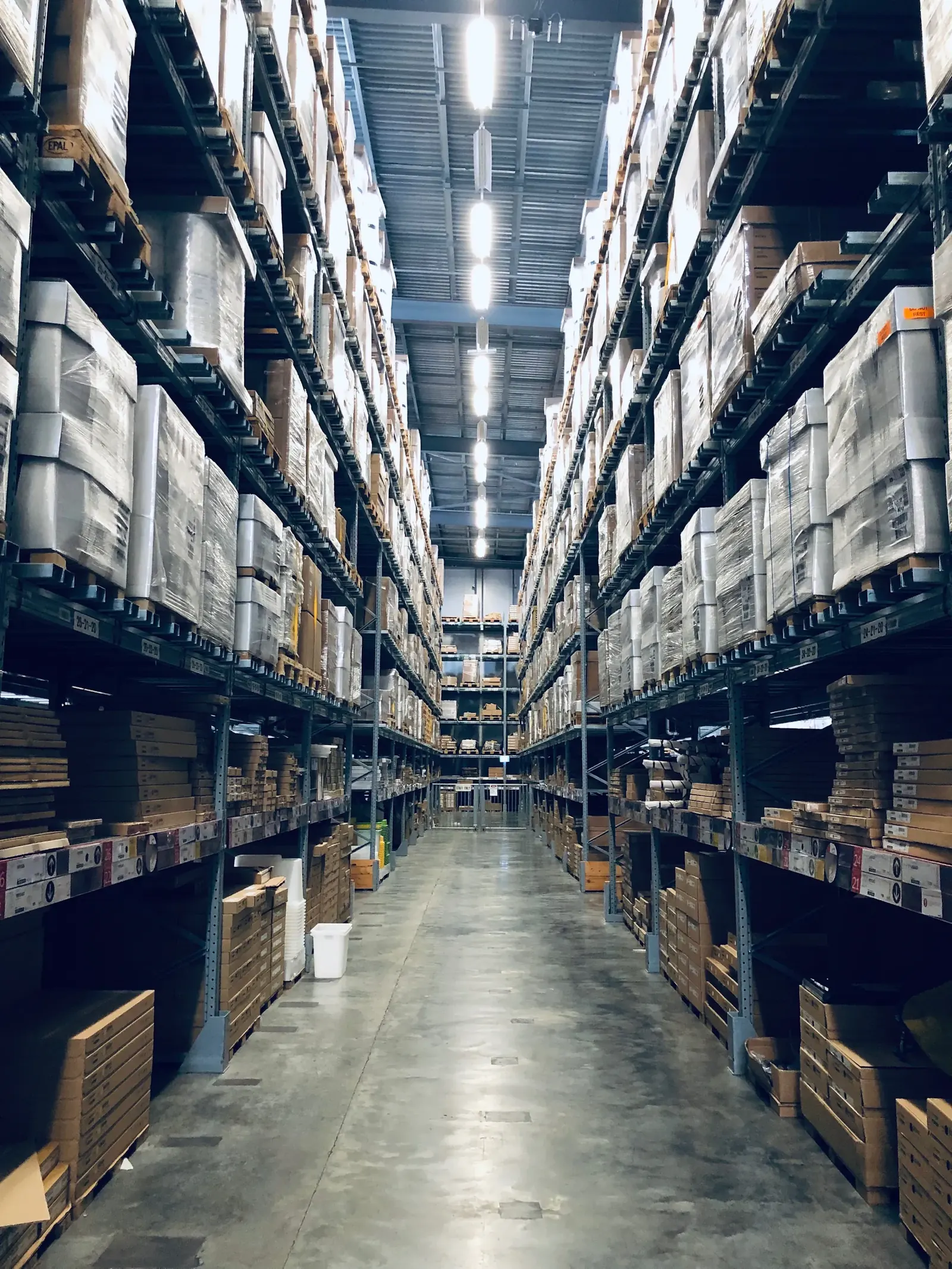 Organized warehouse prepared for ecommerce inventory handling